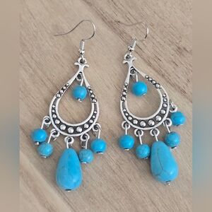 Silver and Turquoise Dangle Earrings